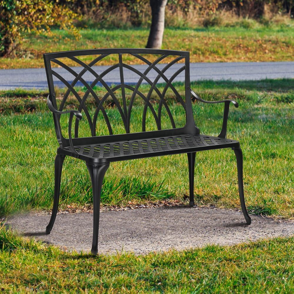38in Outdoor Patio Park Garden Bench Cast Aluminum Chair Love Seat Park School