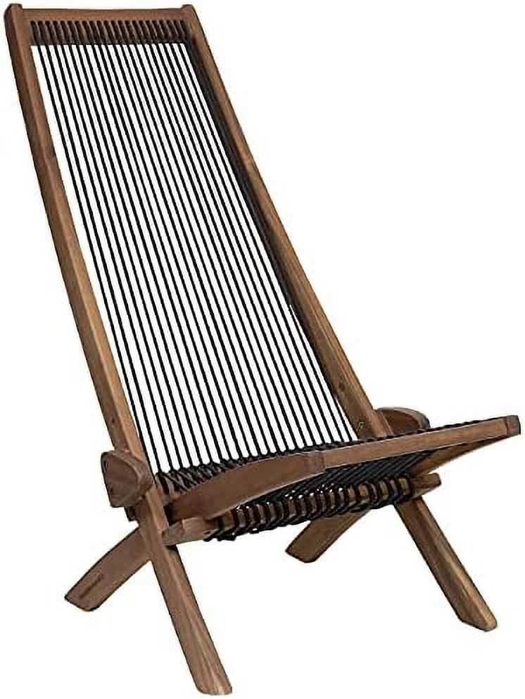 JYHOME Tamarack Folding Rope Chair - Foldable Outdoor Low Profile Wood Lounge Chair for the Patio  Backyard  and Deck  No Assembly Required
