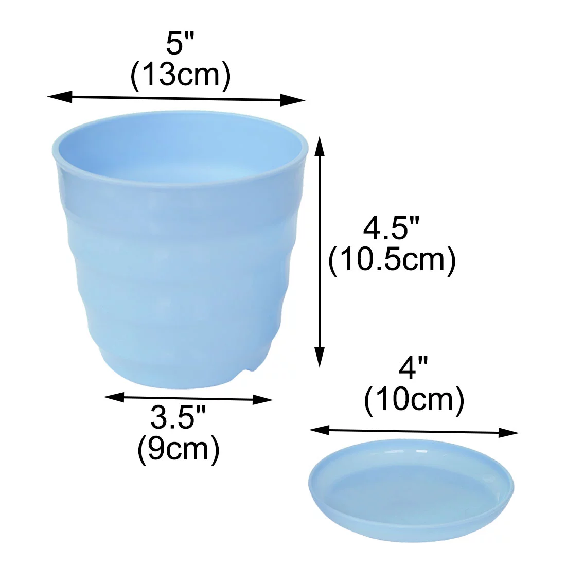 Uxcell Home Office Desk Plastic Round Plant Planter Flower Pot Sky Blue 5 inch Dia