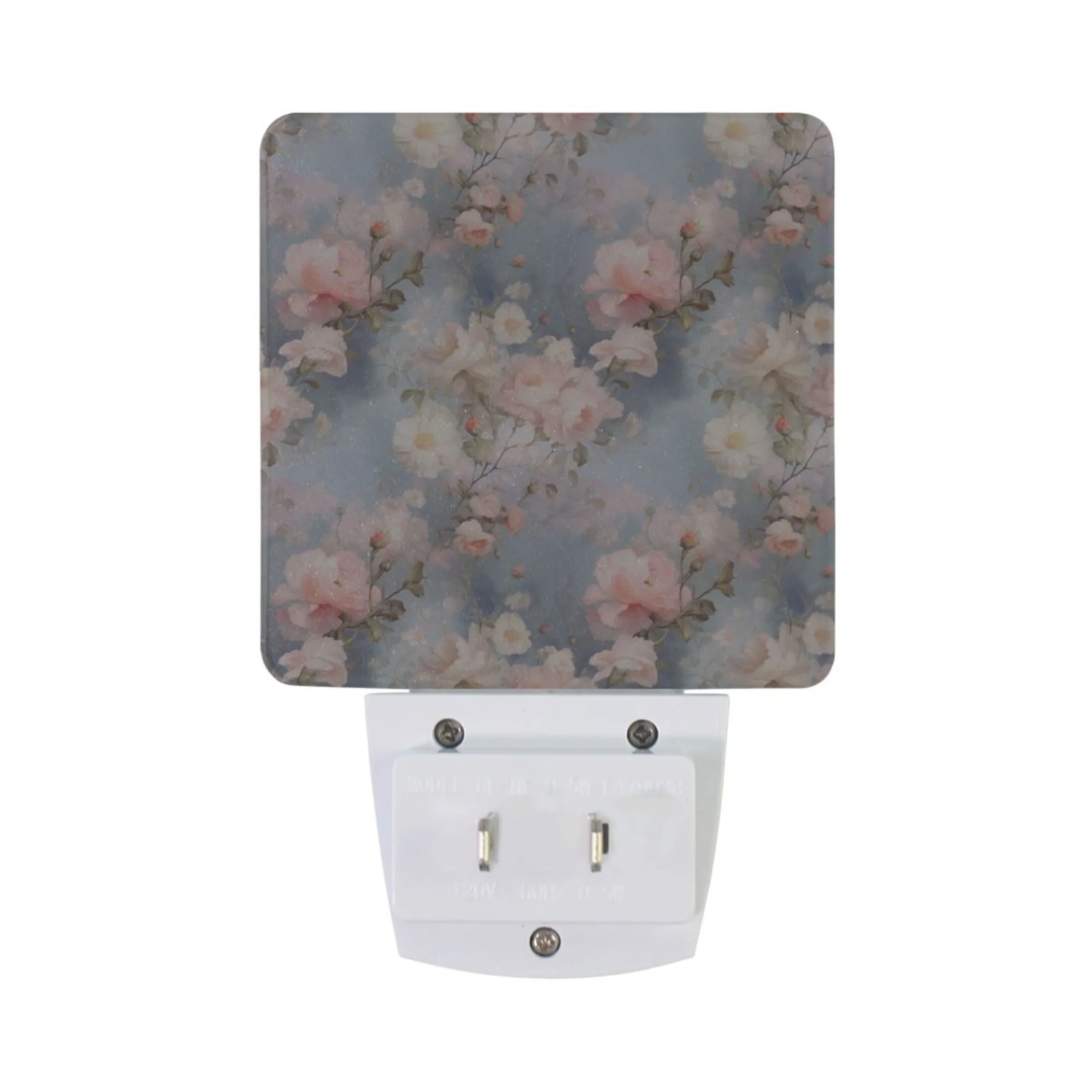 Peony Flowers Floral Night Light LED Dusk to Dawn Auto Sensor Night Lamp Plug-in Nightlight for Bedroom Hallway Kitchen 2 PCs