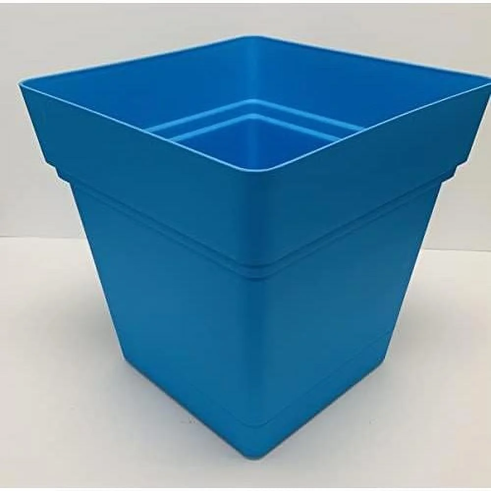 Garden w/Wheels, Large (14.5inW x 15inH), (Light Blue) - Colorful, Flower , Planter