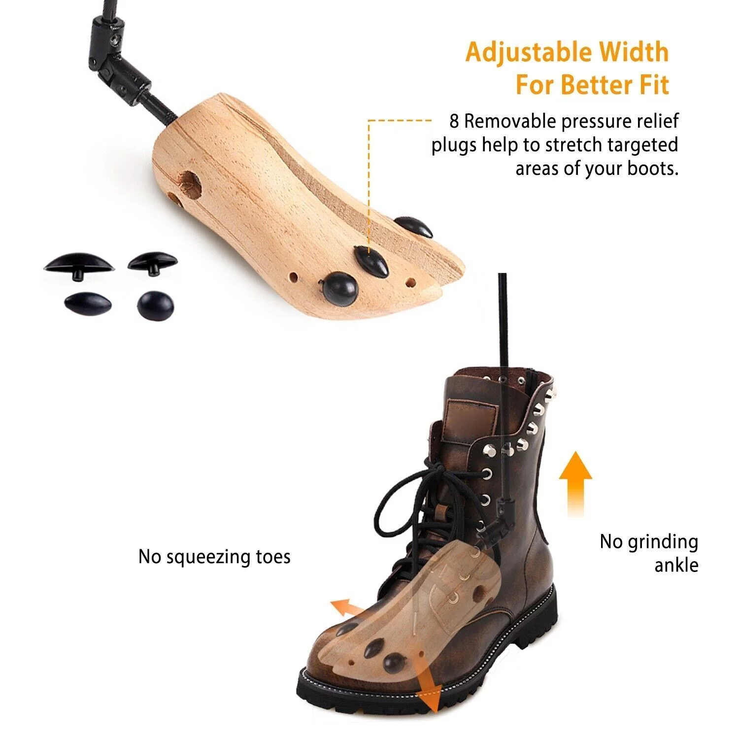 ASKITO Unisex Adjustable Shoe Boots Stretcher Wooden Boot Width Shaper,2 PCS
