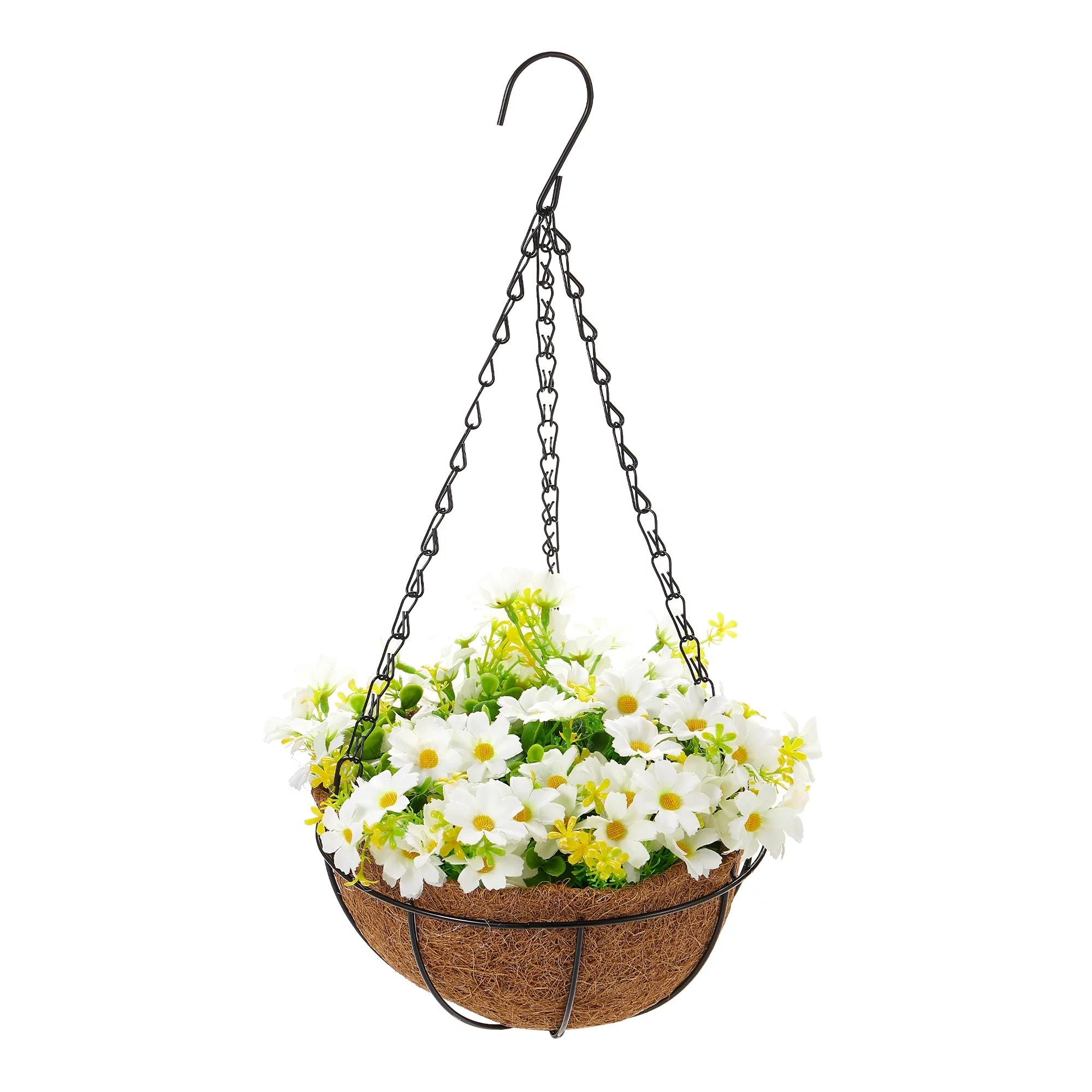 Artificial Hanging Flowers in Basket Fake Silk Flowers in Basket