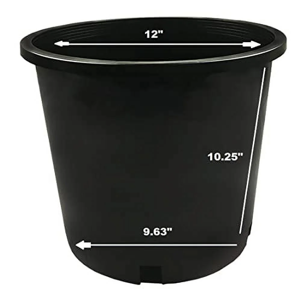 5 Gallon  Black Plastic Nursery Plant Container Garden Planter Pots (5 Gallon)