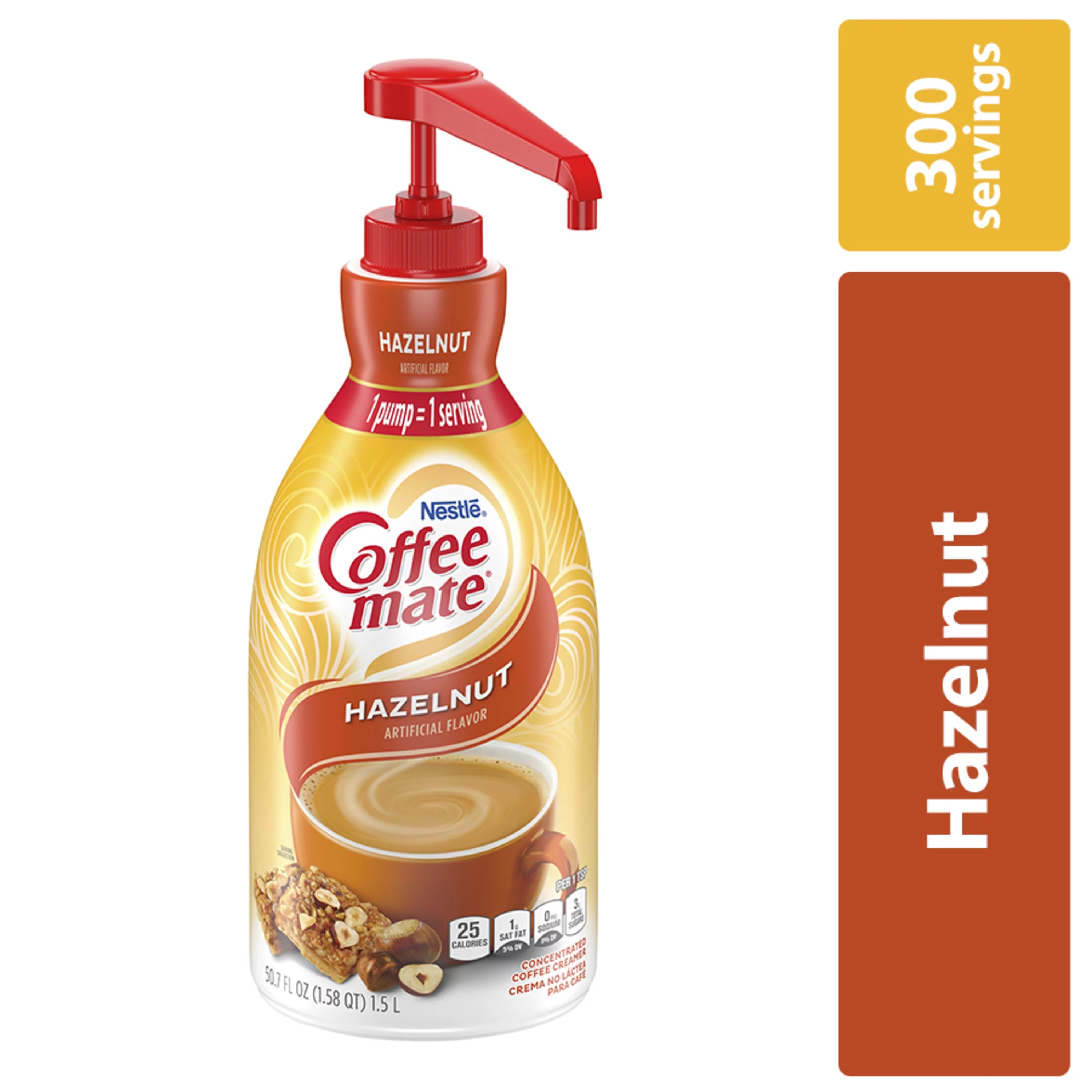 Coffee Mate Hazelnut Liquid Coffee Creamer, Bulk Coffee Creamer Pump Bottle, 50.7 Oz