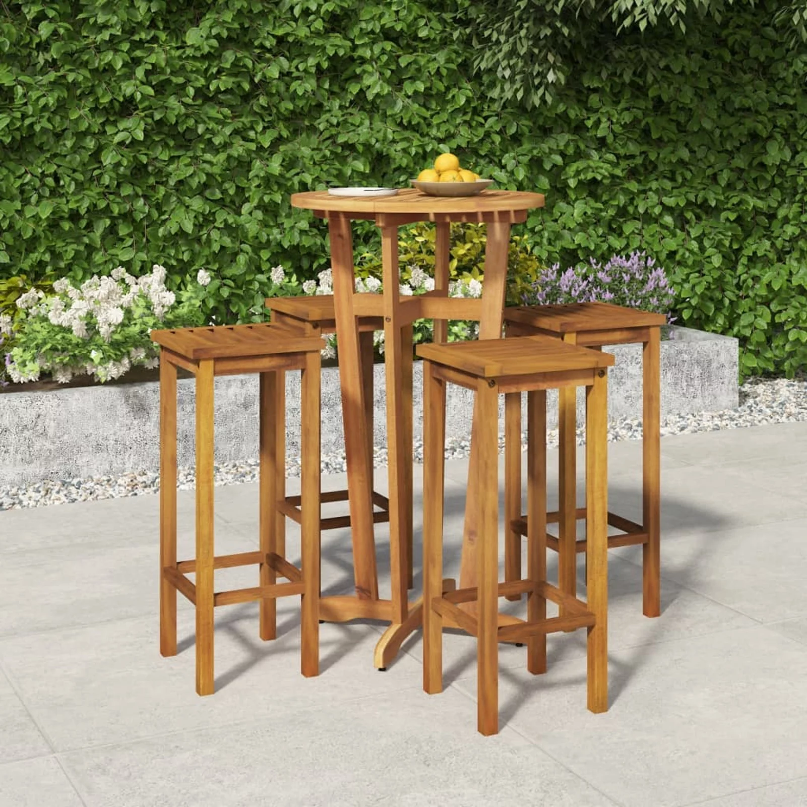 Andoer parcel,3154385 Set Wood And Chairs Set 5 PieceTable Set Table And Set Patio Table Patio Set 4 Stool Chairs Stool Chairs Wooden Barash Set Furniture Set Chairs Wooden Patio Rewis