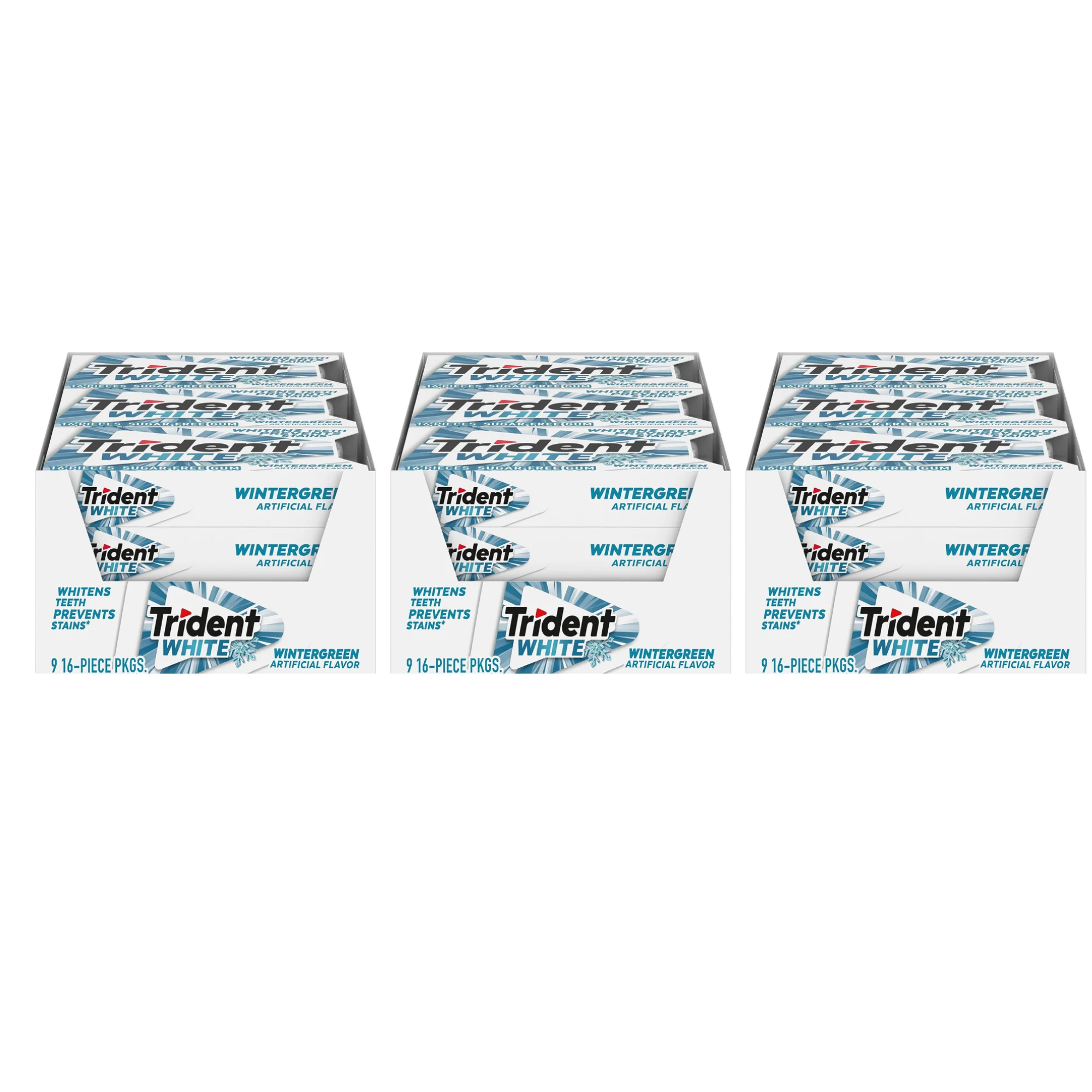 Trident White Wintergreen Sugar Free Gum, 27 Packs of 48 Pieces (432 Total Pieces) BIG TRIPLE PLAY