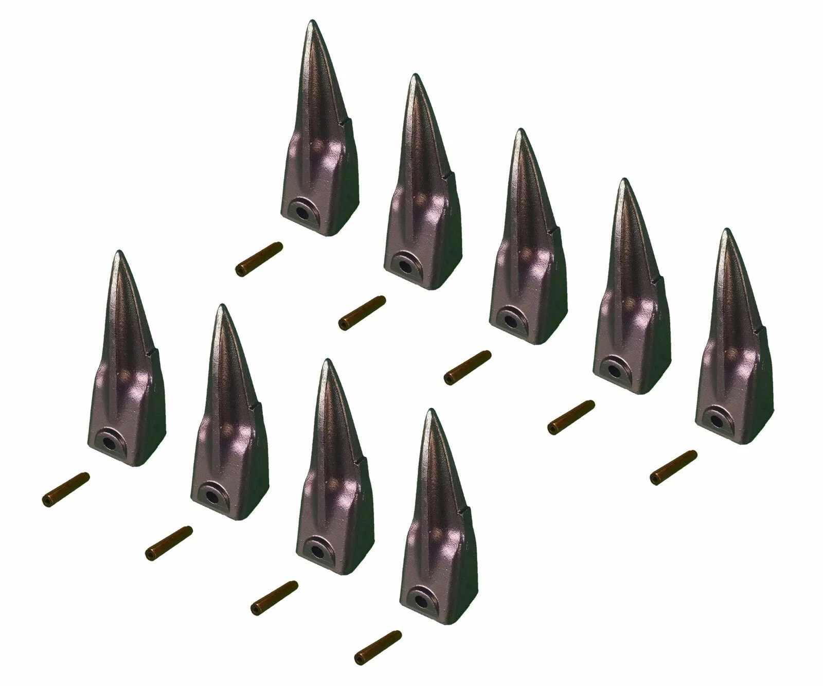 9 - Hensley Style Tiger Rock Bucket Digging Teeth w Roll Pins - X156TL, P156