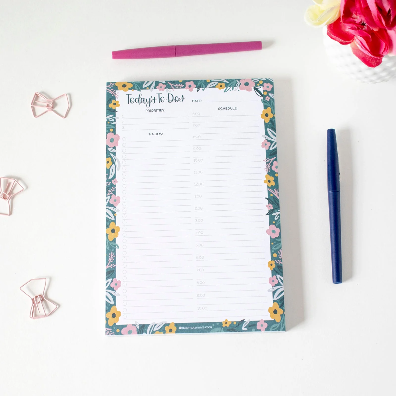 bloom daily planners Daily Timed To-Do Pad, Garden Blooms, 6