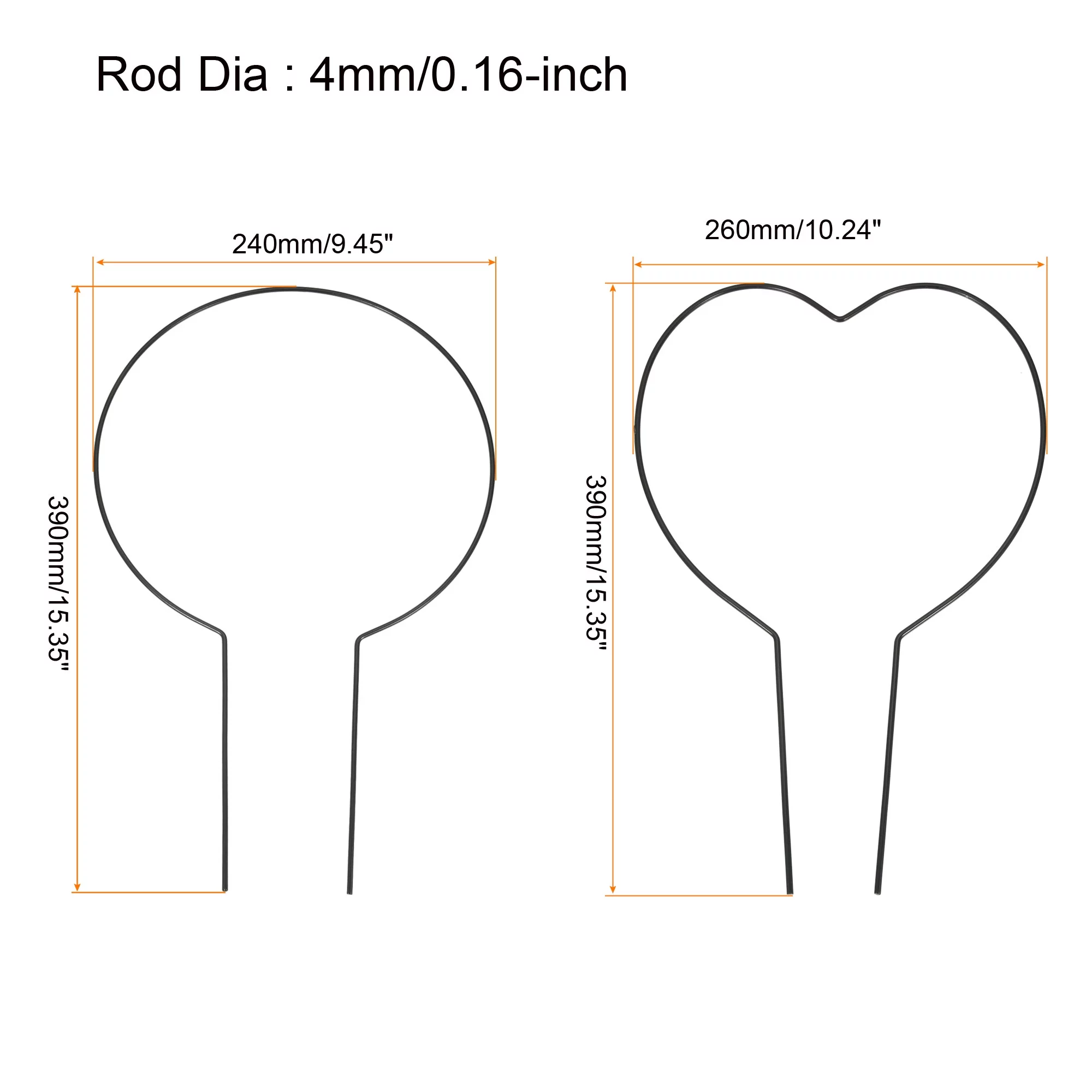 Uxcell Metal Trellis Plant Support Decorative Potted Iron Holder Rack for Garden Stem Vine, Round Heart Shape 1 Set
