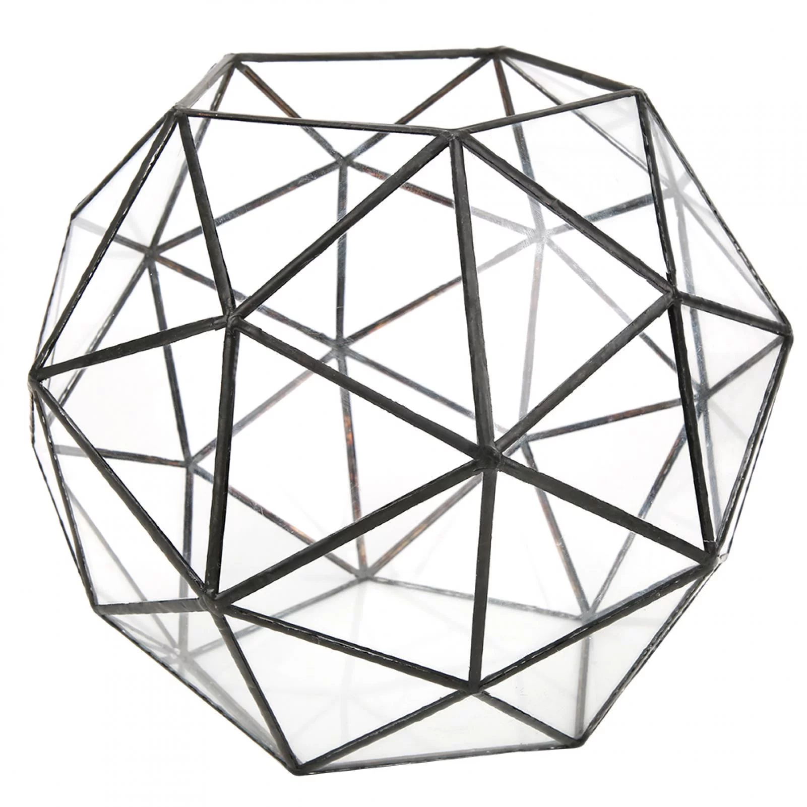 Wincal Geometric Pentagon Ball Shape Terrarium, Elegant Geometric Flower Pot, Glass Display Planter Plant Container Holder, Landscape Accessories, for Fern Moss Succulent