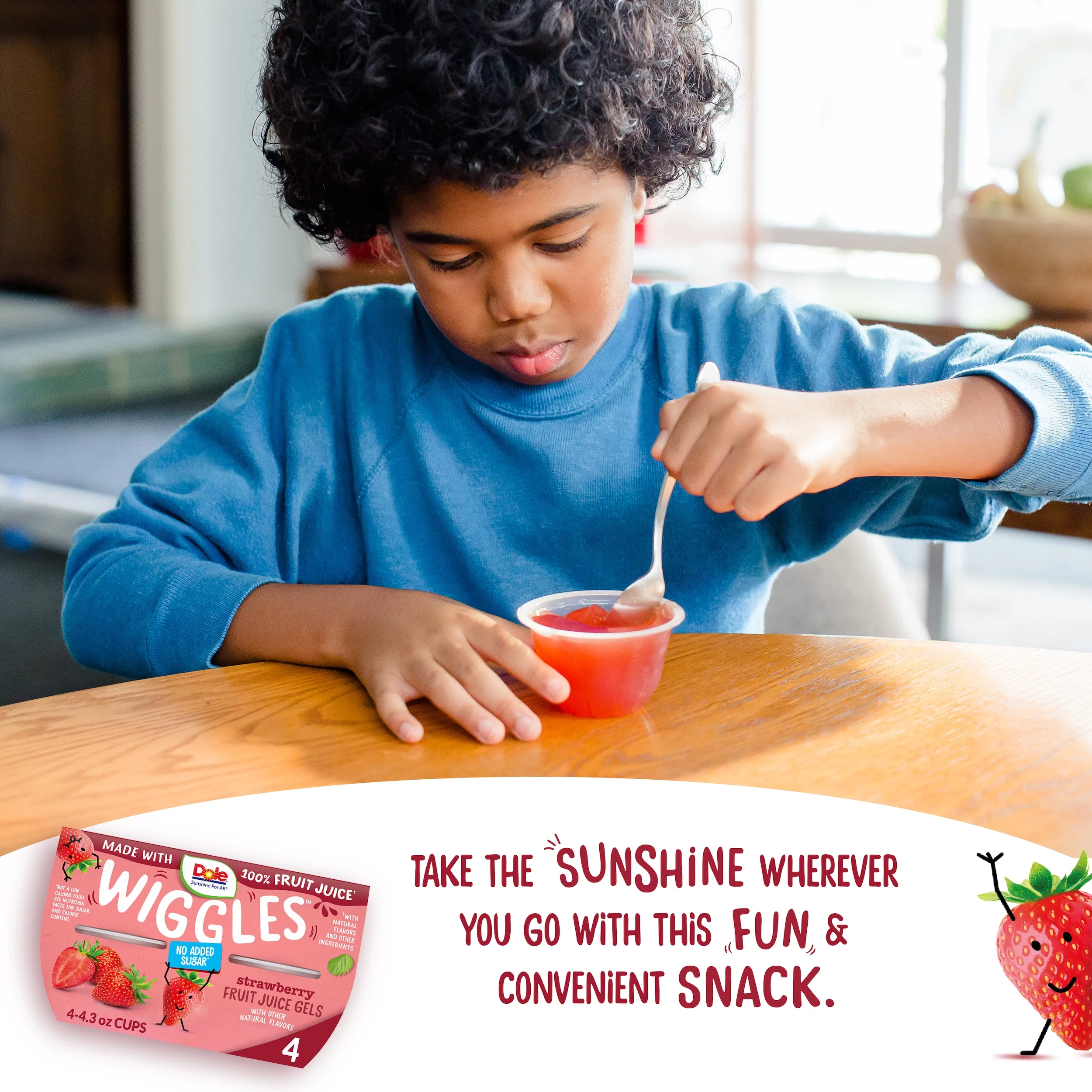 Dole Wiggles Strawberry Fruit Juice Gels, 4.3 oz (4 Cups)