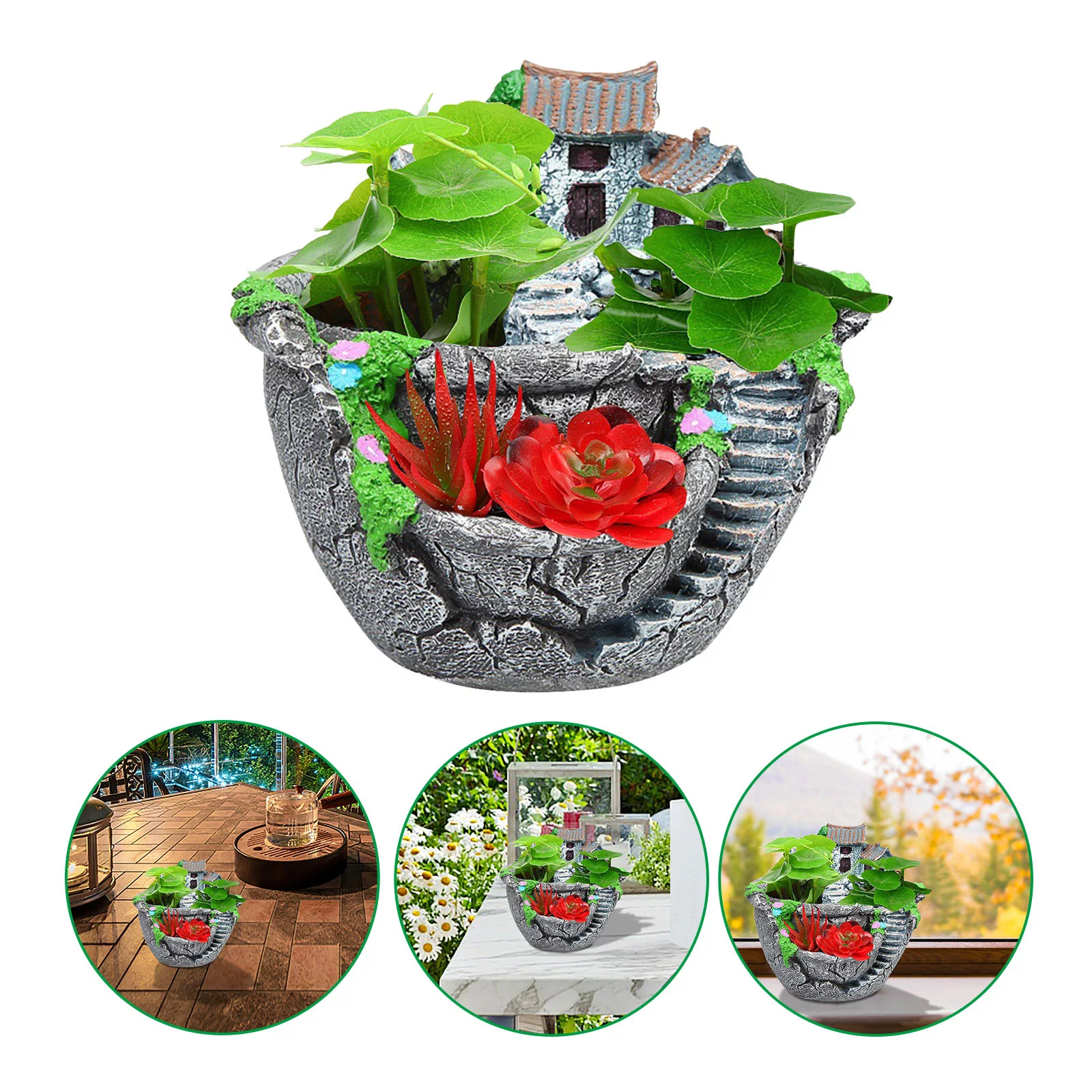 iju7gthy Travel Size Deet 4th of July Indoor Resin Pot for Flower Pot Diy Landscape Garden