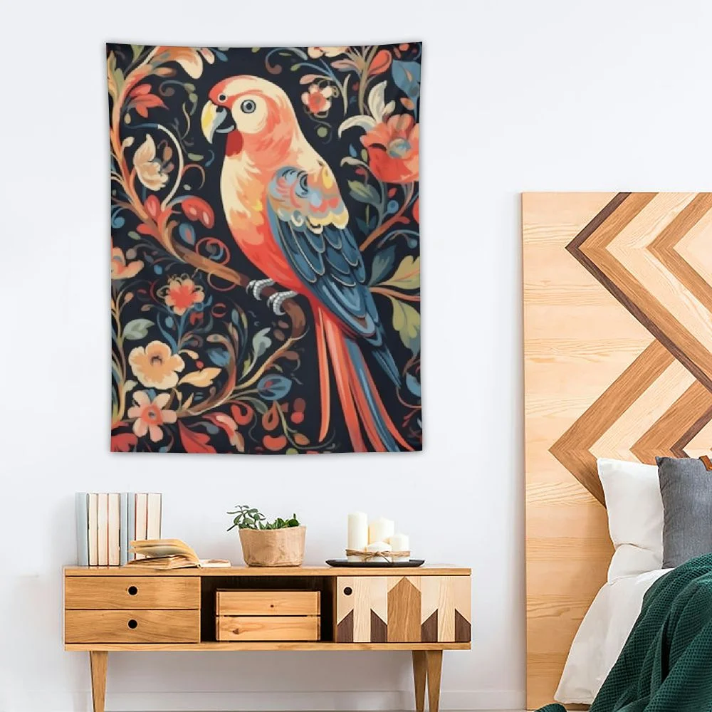 Fsmy  Parrot Tapestry Colorful Bird Bedroom Decoration Watercolor Magic Curtain Wall Hanging for Room Home Dorm Decor 30x40in
