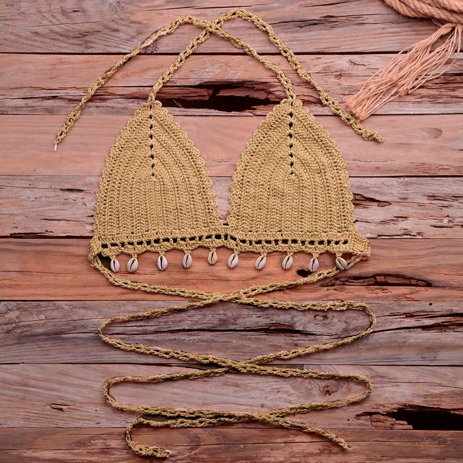 Women's Swimsuits fashion hollow out pure hand-woven shell bikini top Swimsuits Bikini Sets