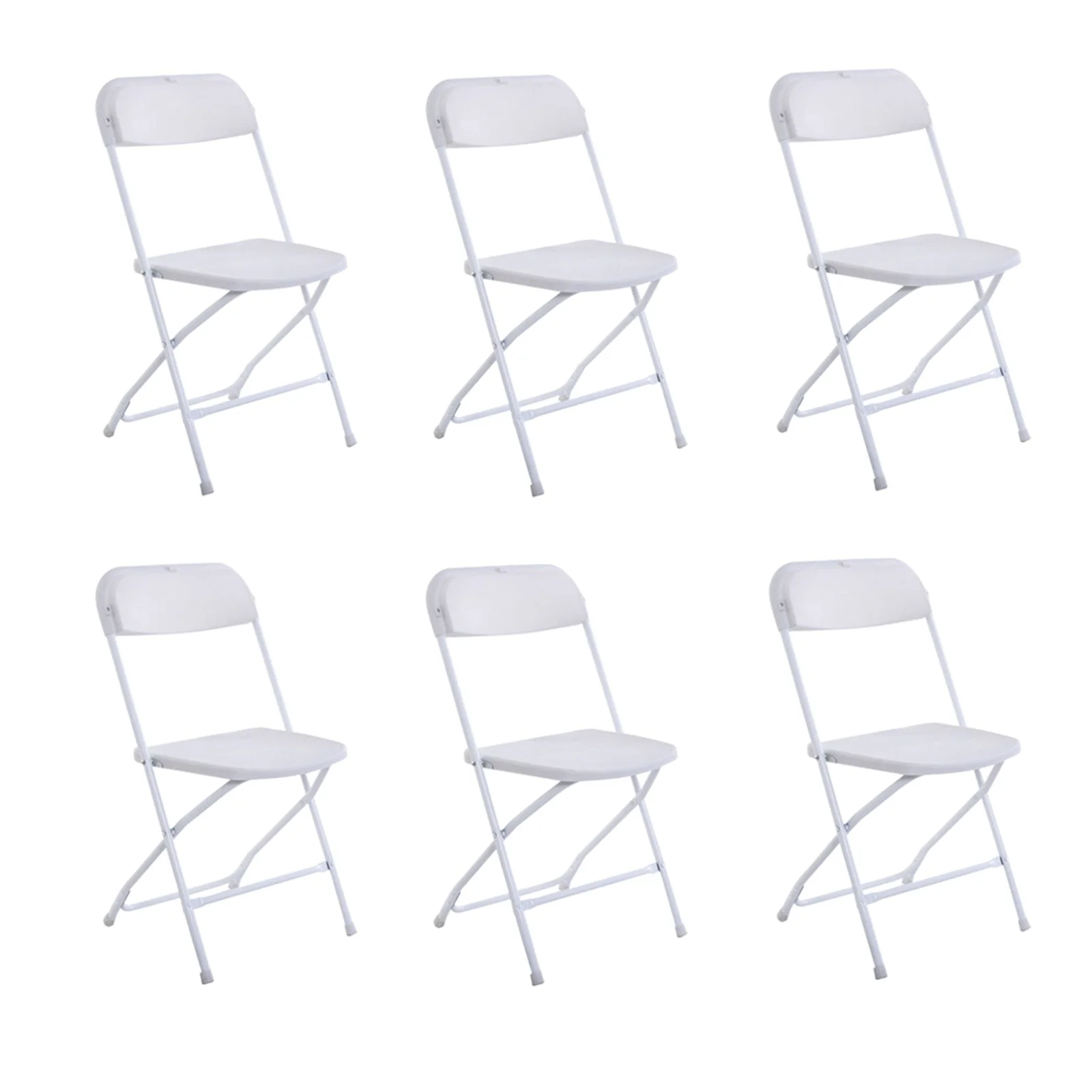 Burufy 6pcs Injection Molding Classic Garden Plastic Folding Chair White