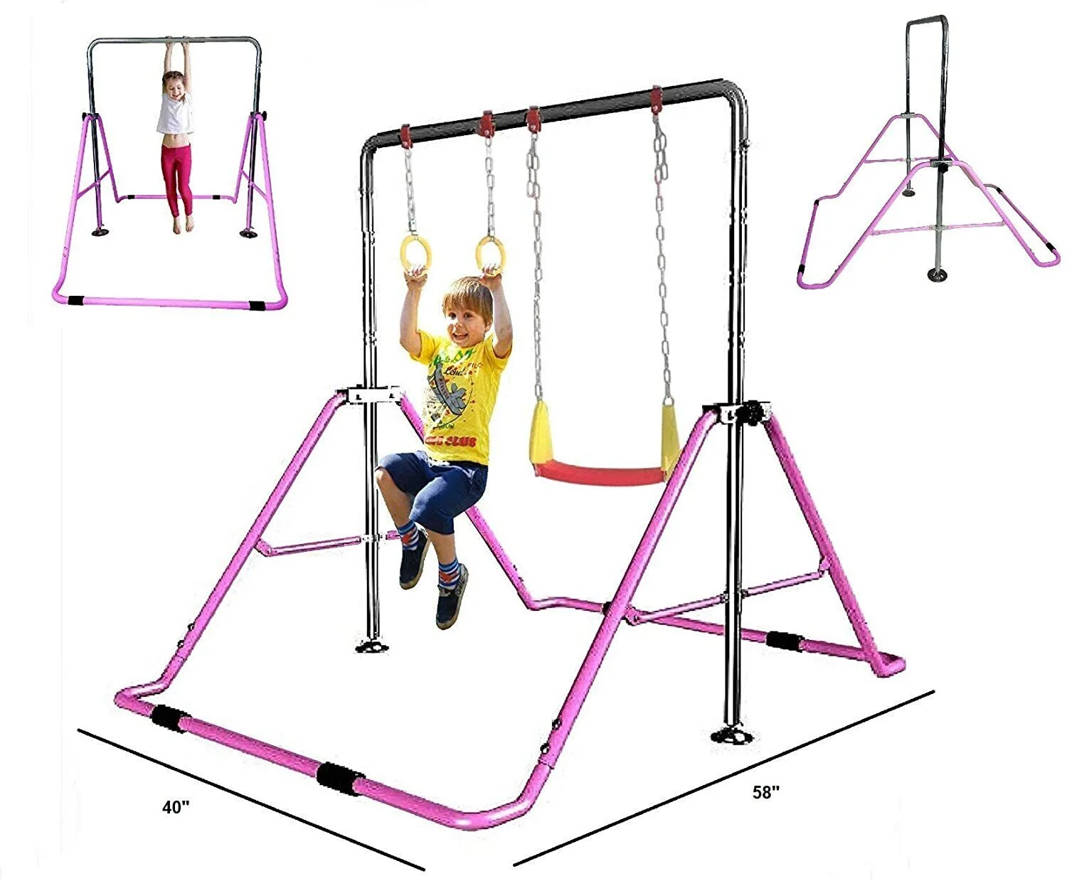 3-in-1 Kids Jungle Gym - Swing, Trapeze Rings, Playground Fun