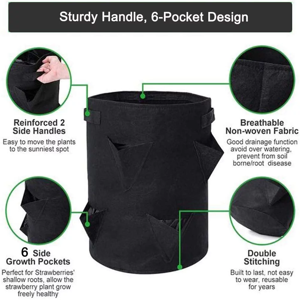Strawberry Grow Bag,Strawberry Plant Grow Bags,Strawberries Planter Pot,Plants Growing Bag,400G Thickened Nonwoven Heavy Duty Aeration Fabrick Pots with Handles (7.0 Strawberry Bag)