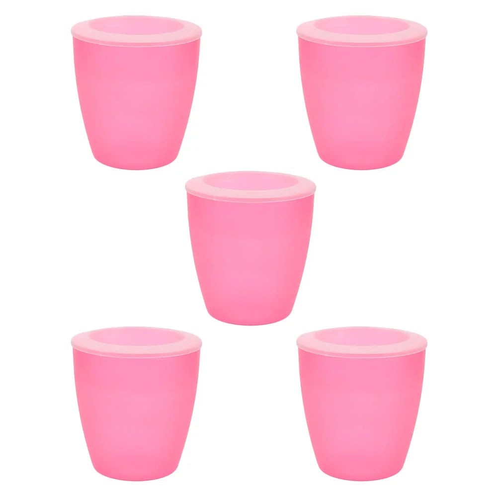 Self-priming Flower Pot Plant Container Water-absorbent Flowerpot Holder Plastic Planter Potted 5 PCS Pink