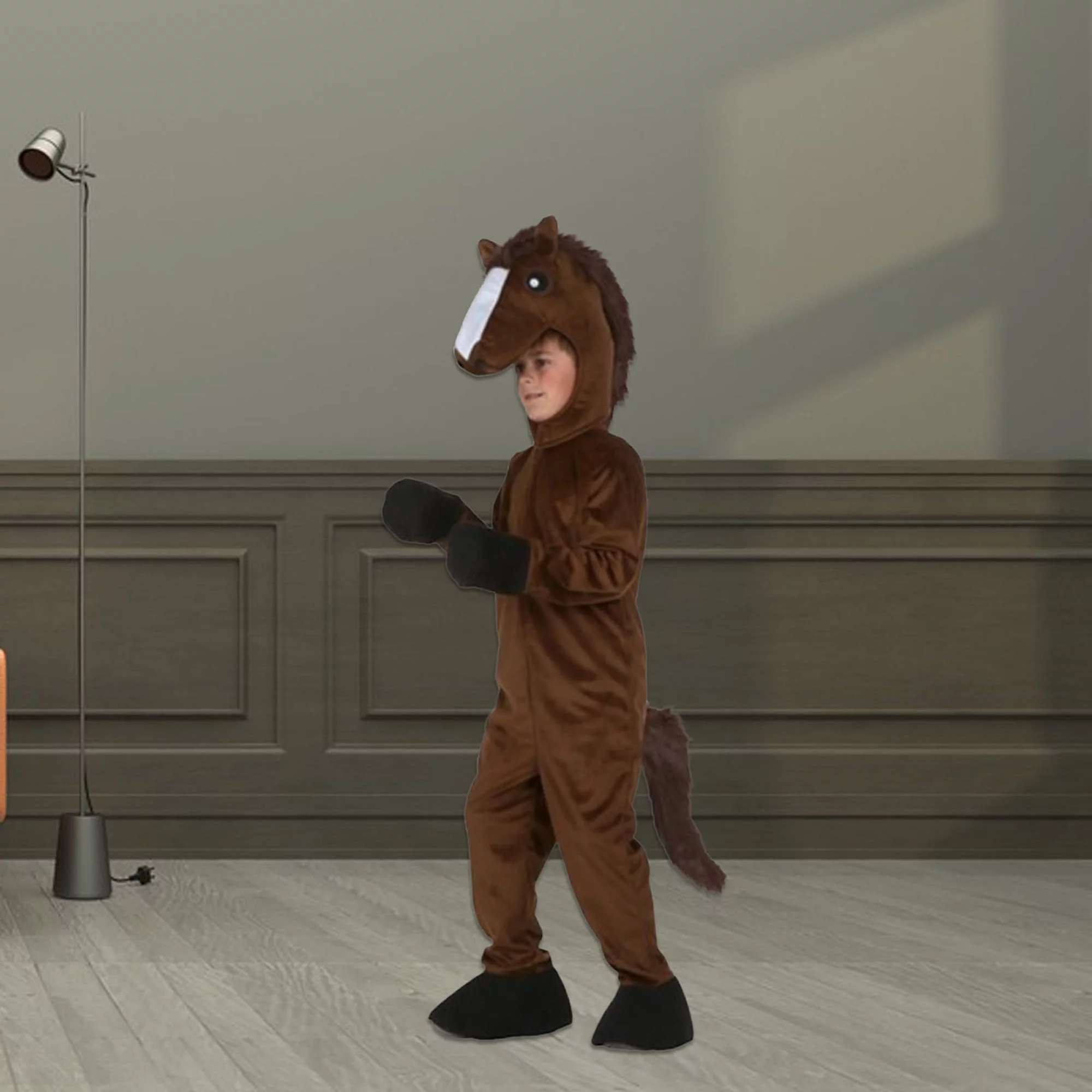 Toddler Kids Little Boy Girl Halloween Animal Costume Cartoon Horse Jumpsuit with Hat Set for Role-Playing Party Cosplay Outfit