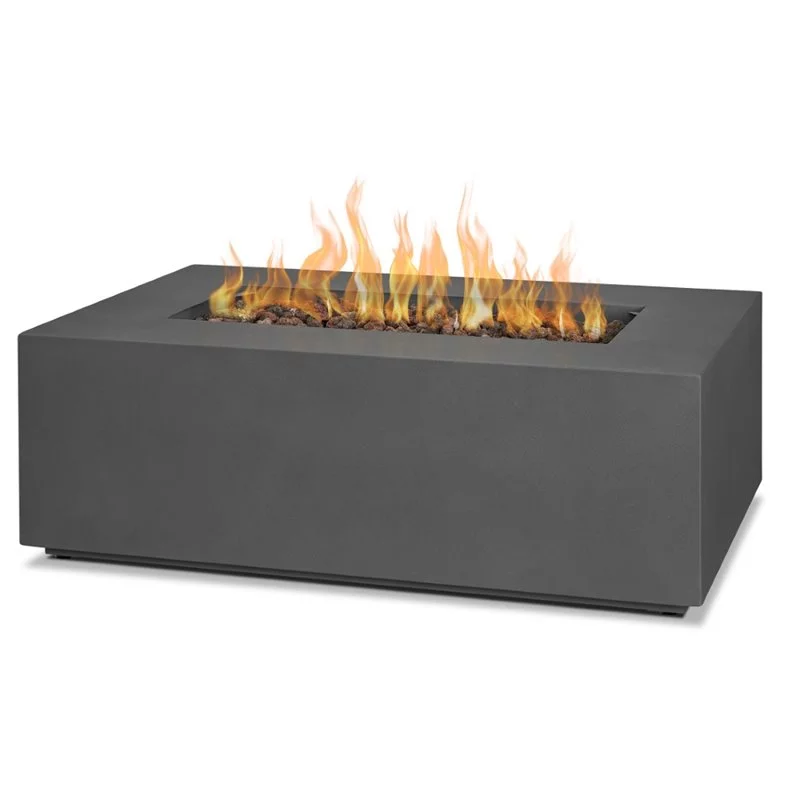 Home Square 2-Piece Set with Small Fire Table and Fire Glass in Slate/Black