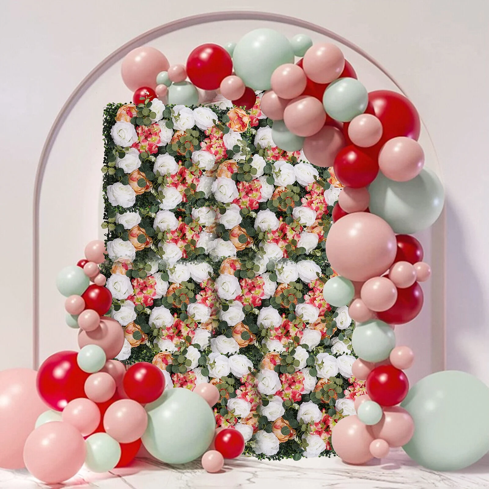 6×Artificial Flower Wall Panels Flower Panels Wedding Floral Prop Background Decoration