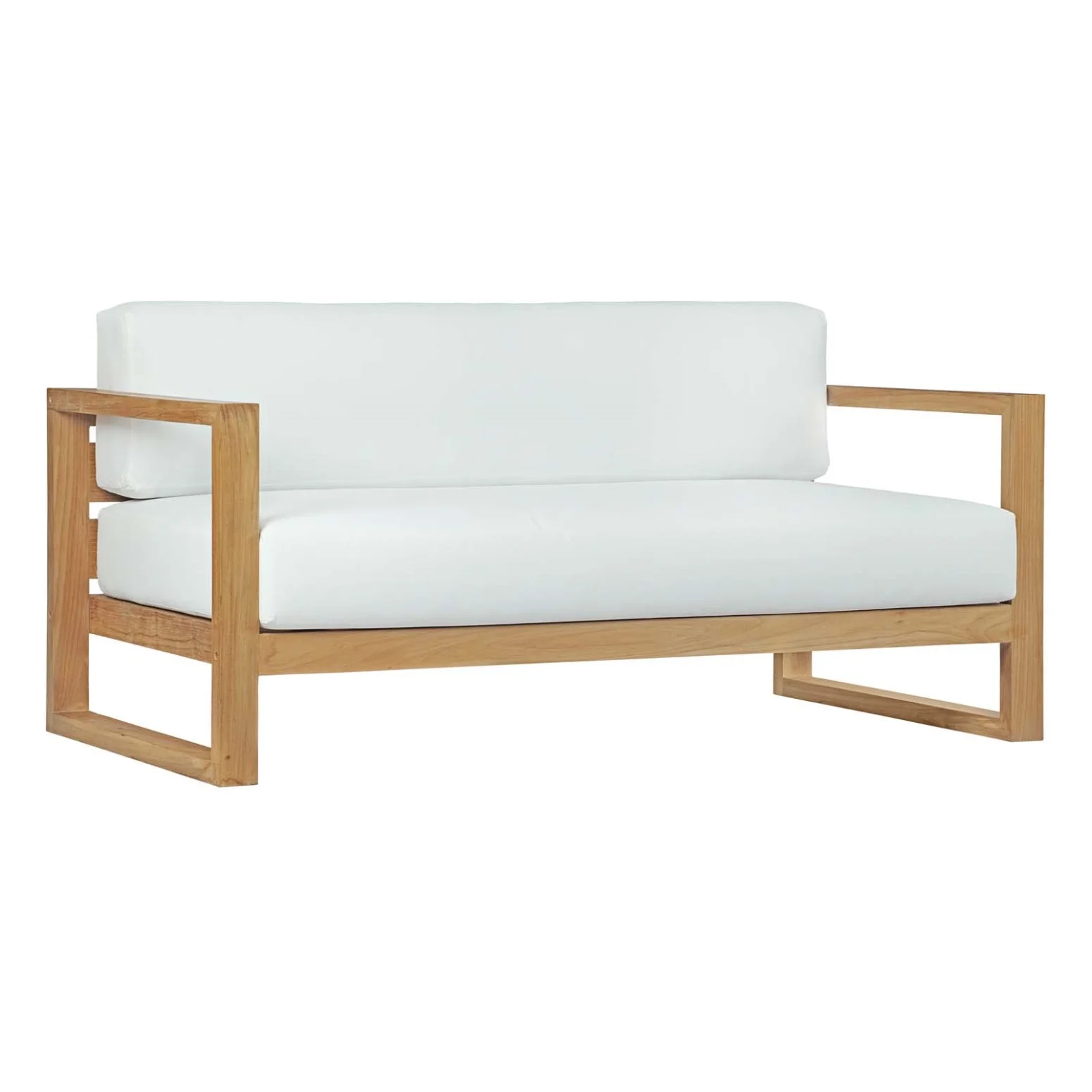 Modern Contemporary Urban Design Outdoor Patio Balcony Sofa, White, Wood
