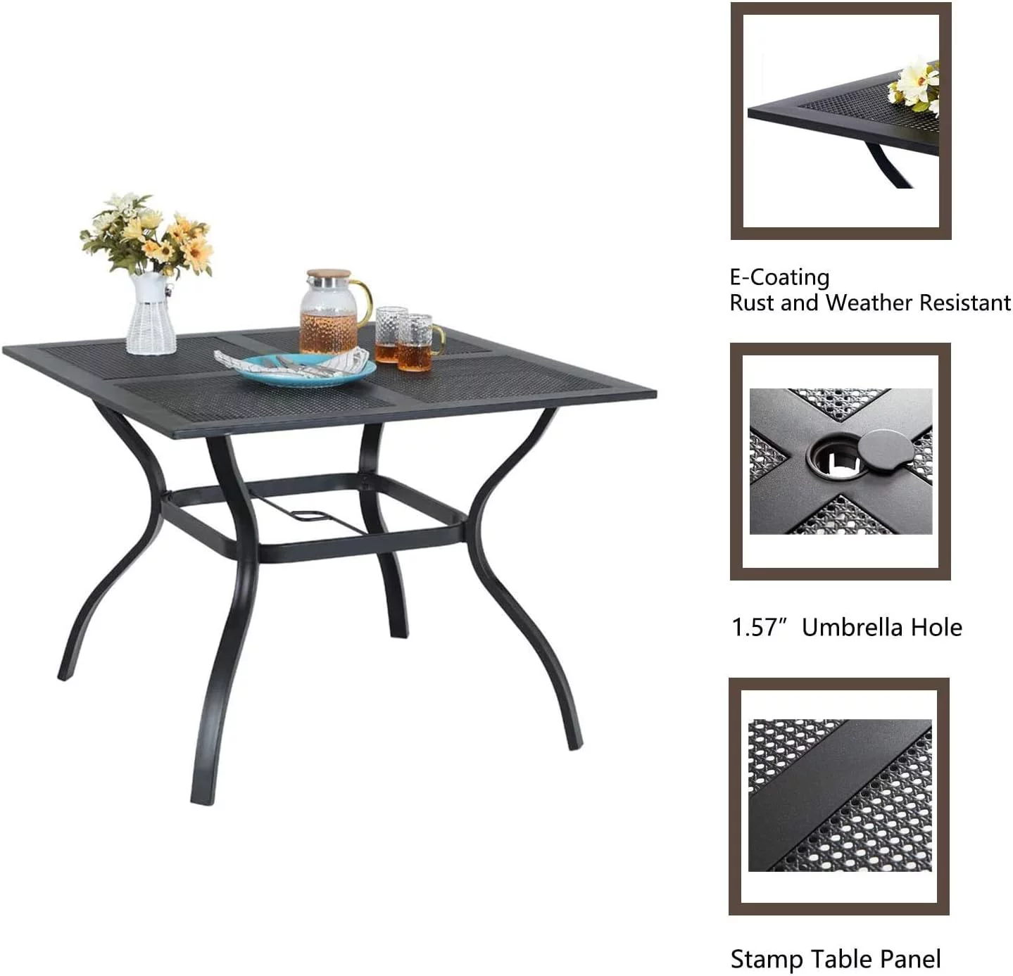 7PCS Outdoor Patio Dining Set  6 Spring Motion Chairs with Cushion  1 Rectangular Expandable Table  Porch Lawn Backyard Garden Furniture Sets  Beige