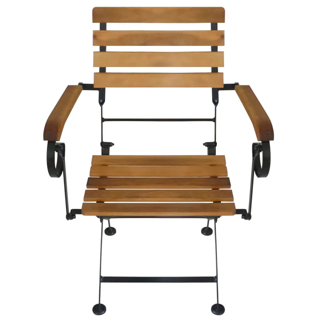 Folding Patio Chairs 4 pcs Steel and Solid Wood Acacia