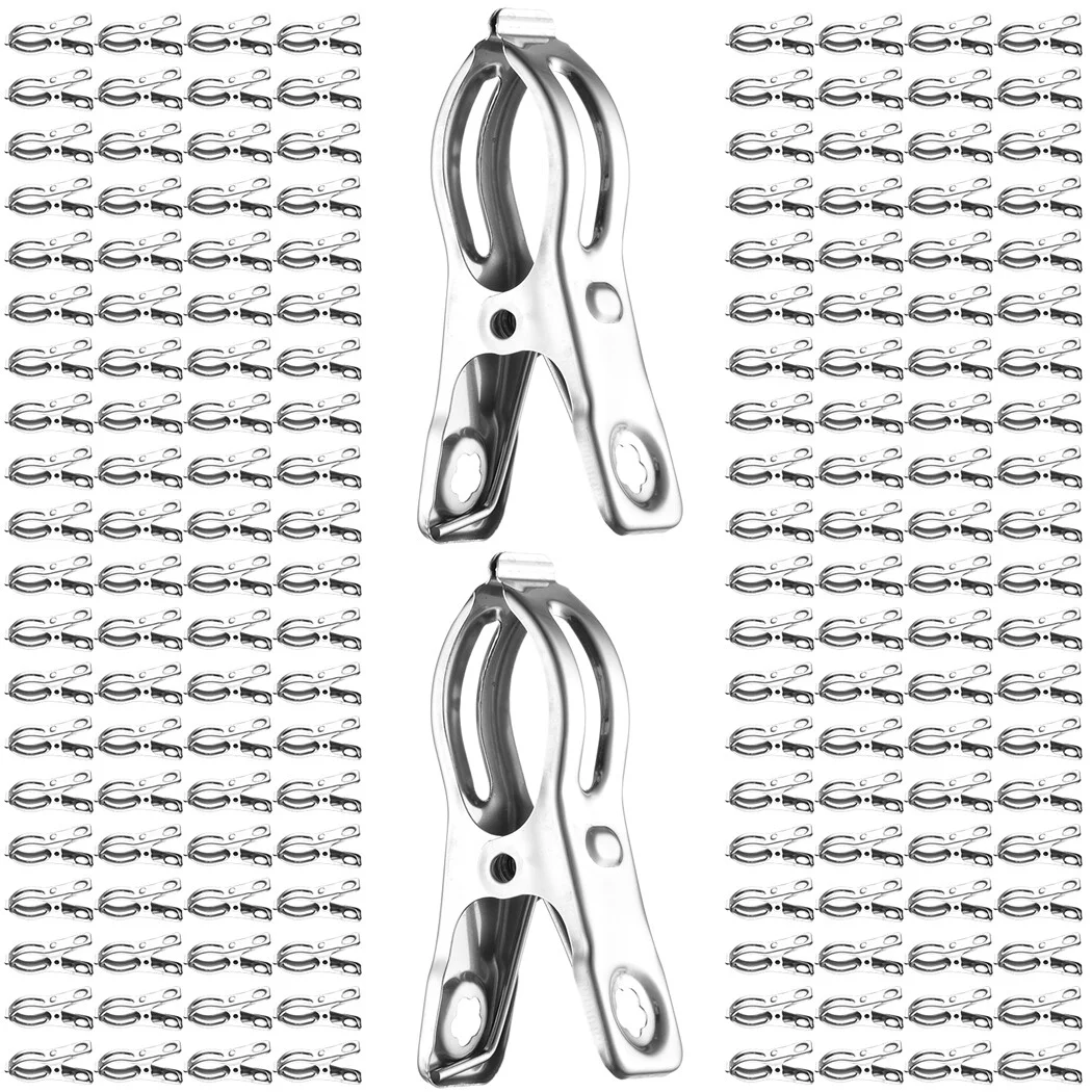 160 Pcs Garden Clips, 2.36in Stainless Steel Greenhouse Clamps, Windproof Clothes Pins, Heavy Duty Plant Netting Clips, Rust-Free Clamps with Strong Grip for Holding Towels, Stocks, Underwears