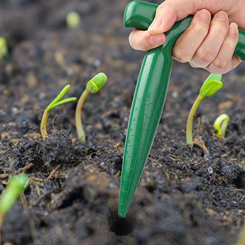 Oumefar 5Pcs Handheld Plastic Transplanting Widger Planting Tools Dibber Soil Digger Hole Punch Sowing Seeds Dispenser Garden Supplies Grip Seedling Puncher