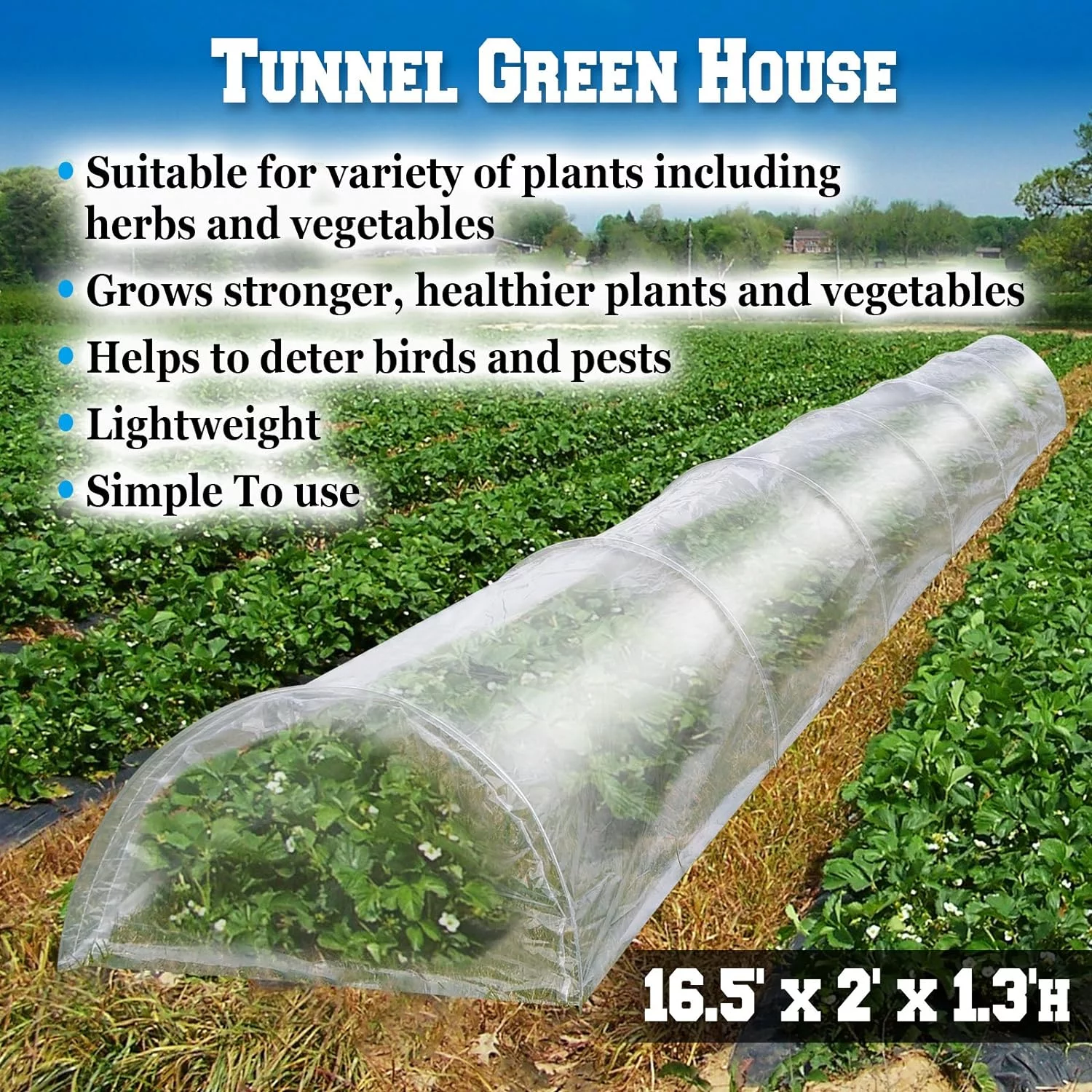 Tunnel Green House 16.5'X2'x1.3' Plant Gardening Greenhouse