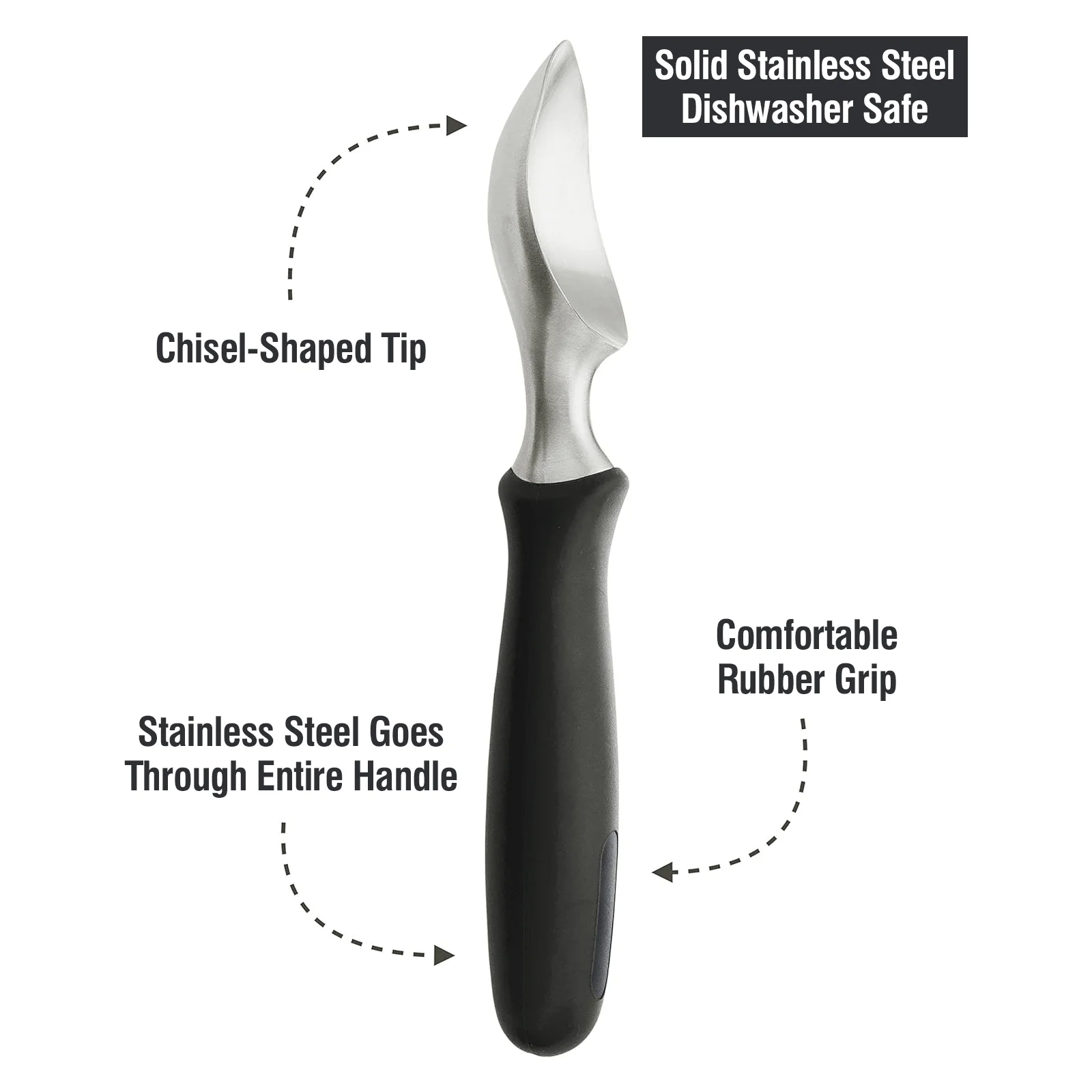 Badiano Stainless Steel Ice Cream Scoop,Black Baller Scooper,Length 8.27