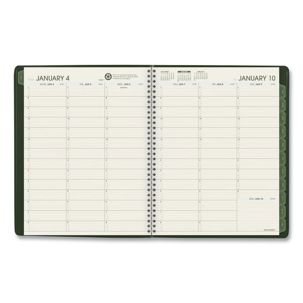 AT-A-GLANCE Recycled 2024 Weekly Monthly Appointment Book Planner Green Large 8