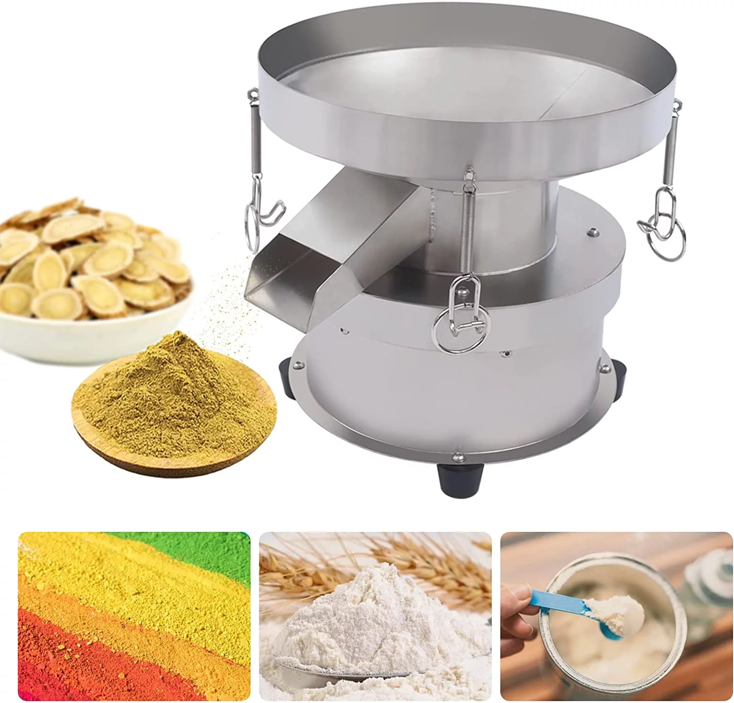Miumaeov Automatic Sieve Shaker 50W 110V Electric Flour Sifter Vibrating Sieve Machine 1350N/Min 40-Mesh Sieve + 60-Mesh Sieve