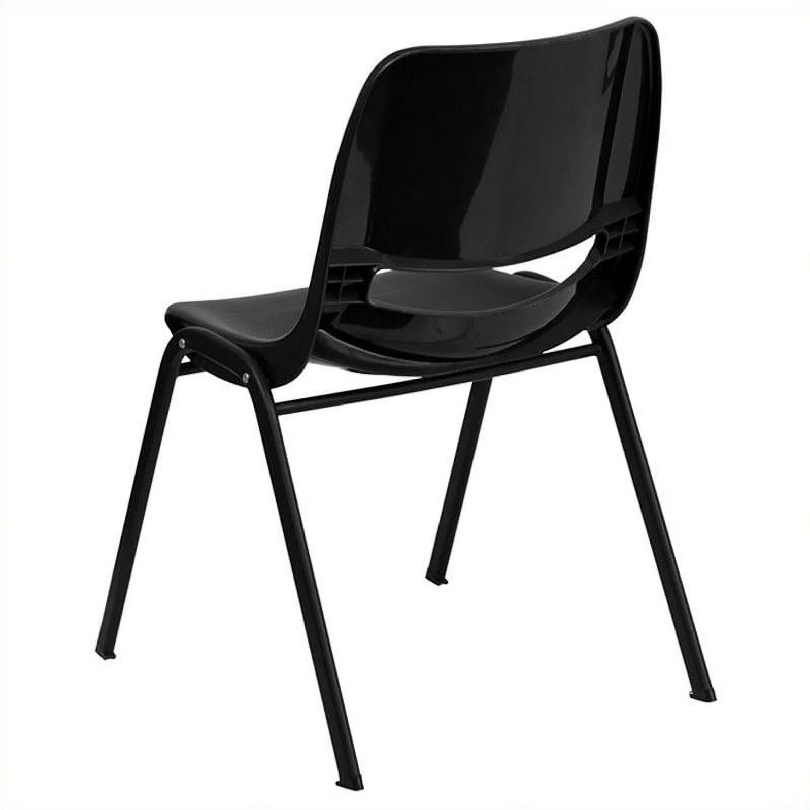 Bowery Hill Ergonomic Shell Stacking Chair in Black