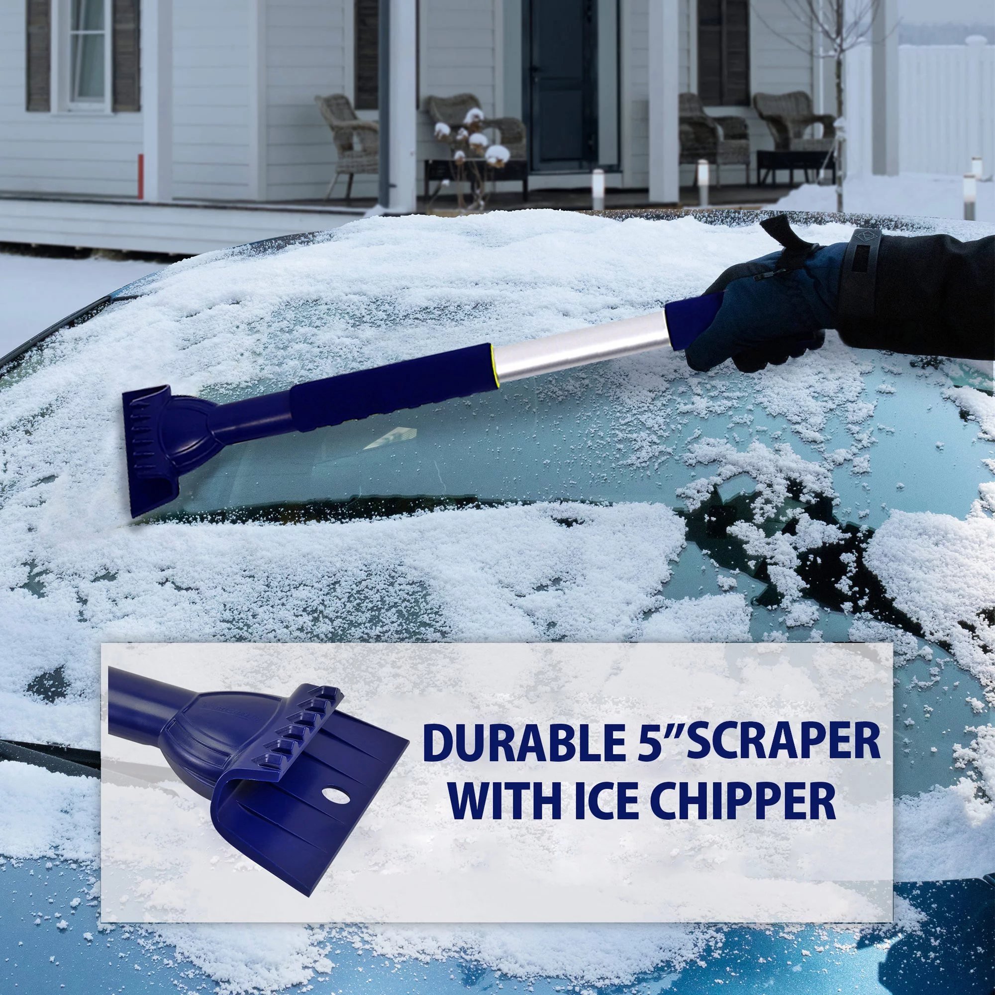 Michelin Ultra Duty Telescopic 43-63 inch Snow Brush with Swivel Head, Blue