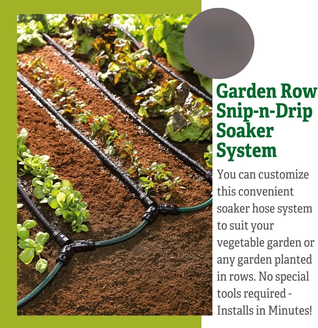 Gardeners Supply Company Snip-n-Drip Irrigation Kit | Outdoor Raised Garden Bed Sprinklers for Yard Garden Soaker System | Self Watering Planters Drip Sprinkler Set - Supply 4 Rows of Planter Beds