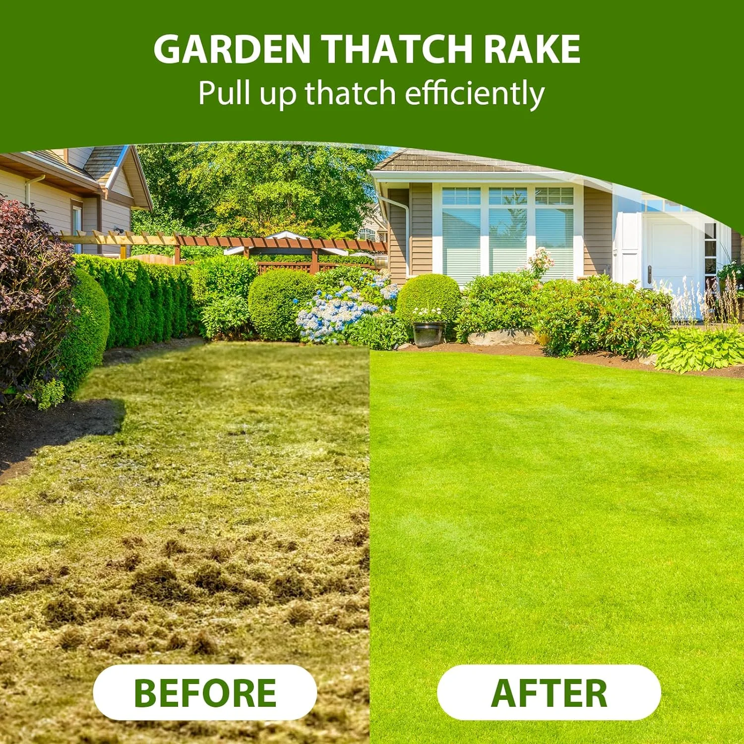 Thatch Rake, 15-Inch Lawn Thatching Rake, Robust Dethatcher Rake, Efficient Steel Metal Rake with Handle, Versatile Grass Grooming Rake for Cleaning Dead Grass, Yard Garden Durable Soil Rake (Orange)