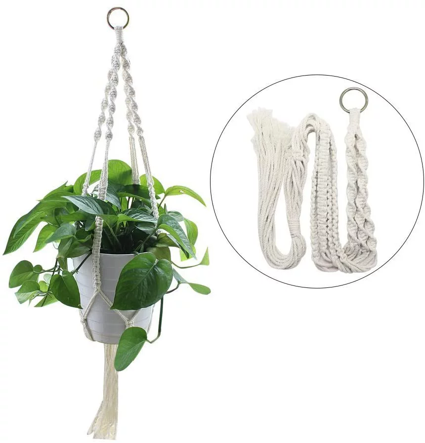 Amerteer 2 Pack Macrame Plant Hangers Indoor Hanging Planter Basket with Key Ring Decorative Flower Pot Holder Plant Hanger Brackets for Indoor Outdoor Home Decor 41 Inch