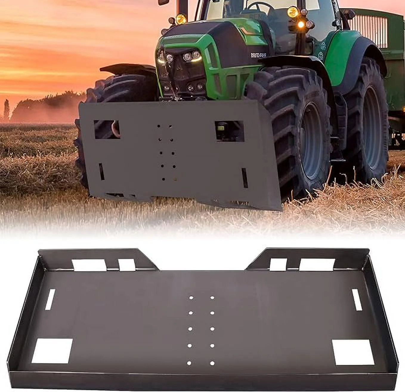 Homhougo—Open Hole Anti-Slip Steering Mounting Plate,Thick Anti-Slip Steering Attachment Plate Steel Quick Attachment,Loader Plate With 3 Additional Welding Rods For Easy Soldering Or Bolting