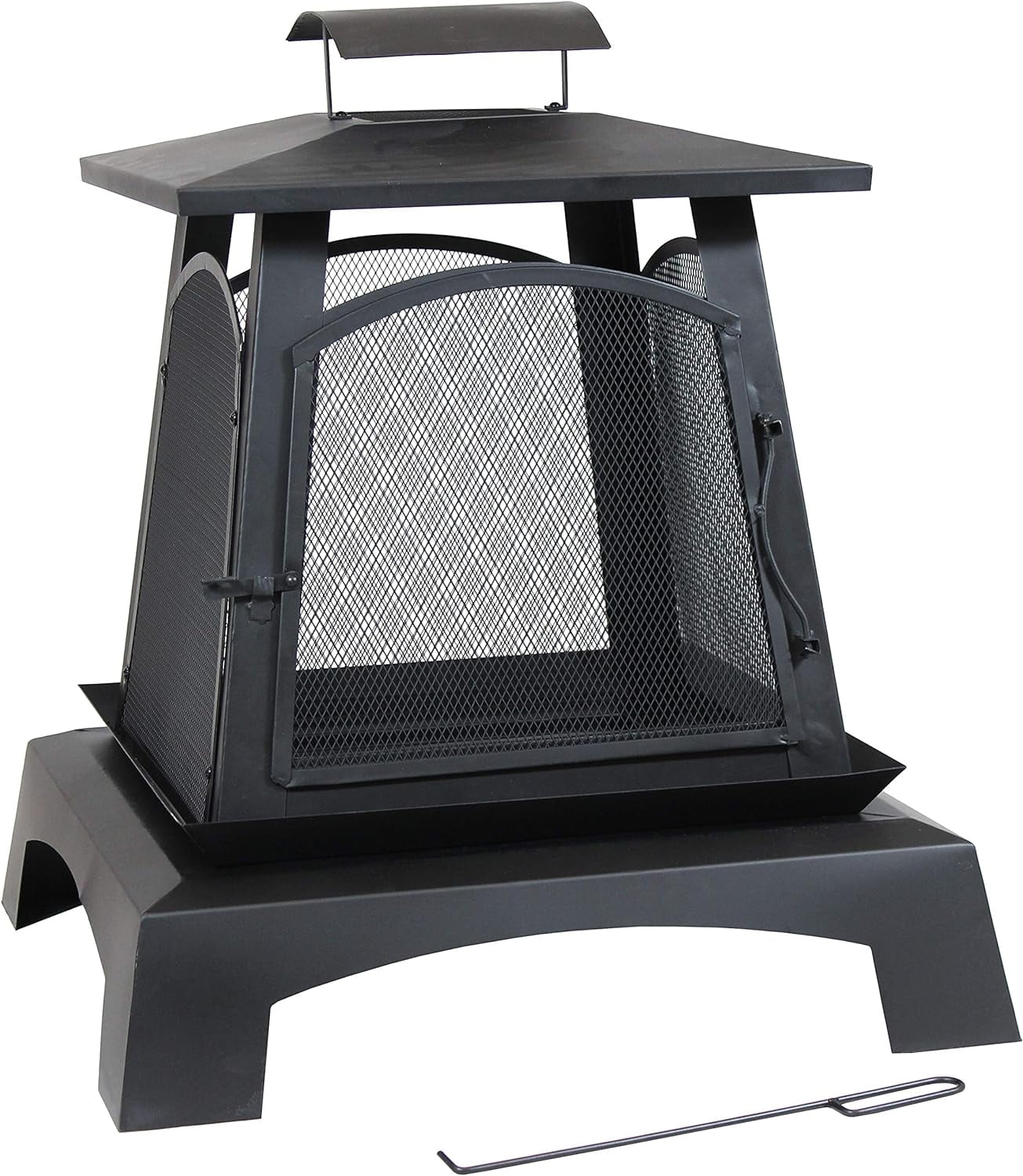 Pagoda-Style Steel Wood-Burning With Log Grate And - Black High-Temperature Paint Finish