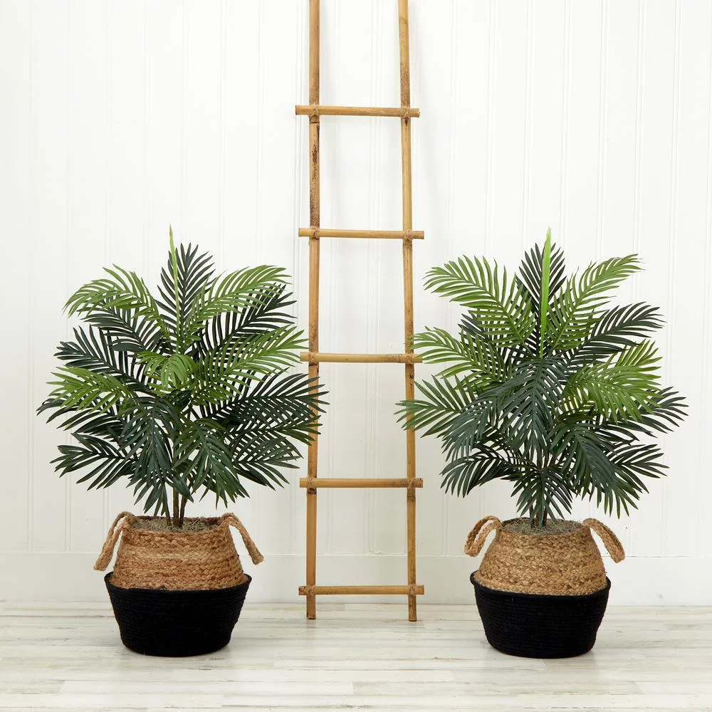 Nearly Natural 3ft. Artificial Areca Palm Tree with Handmade Jute (Set of 2)