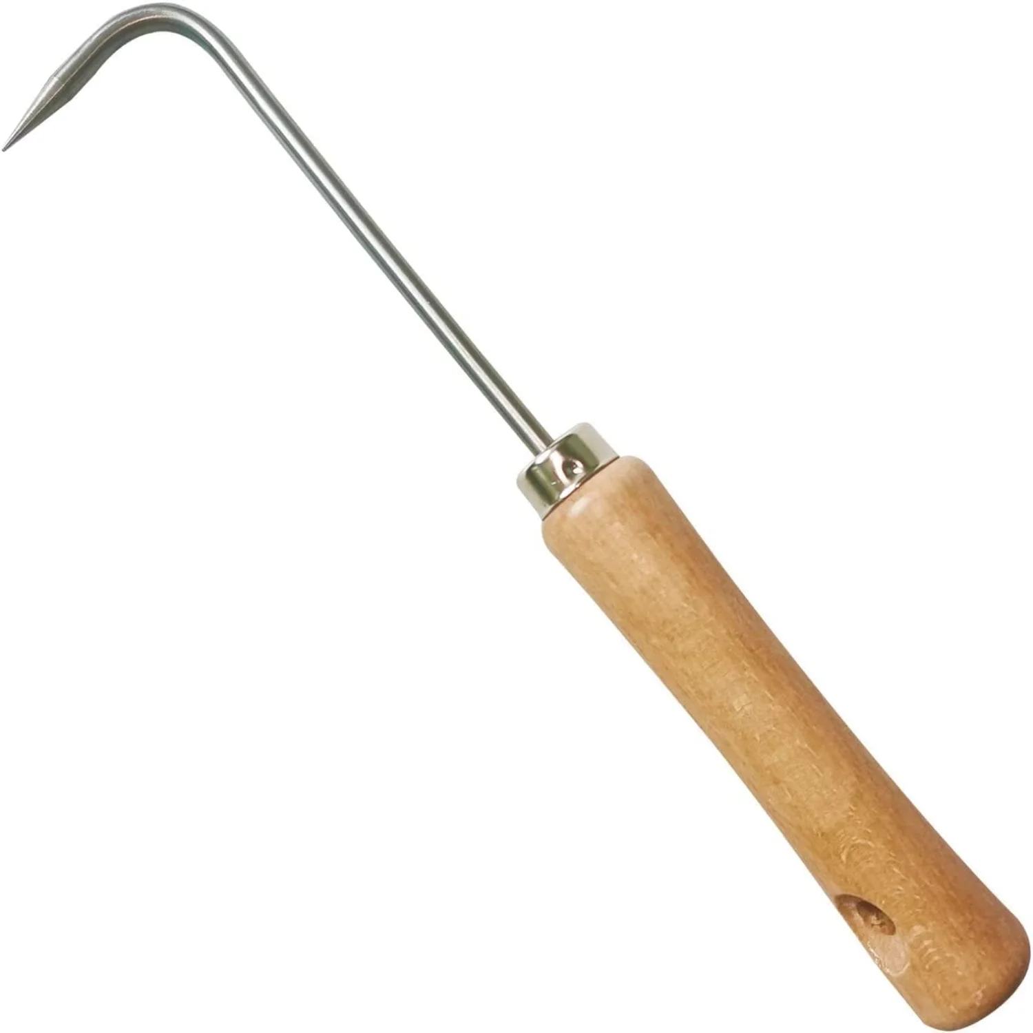 Tool Root Pick Rake Gardening Steel Hook with Ergonomic Wooden Handle
