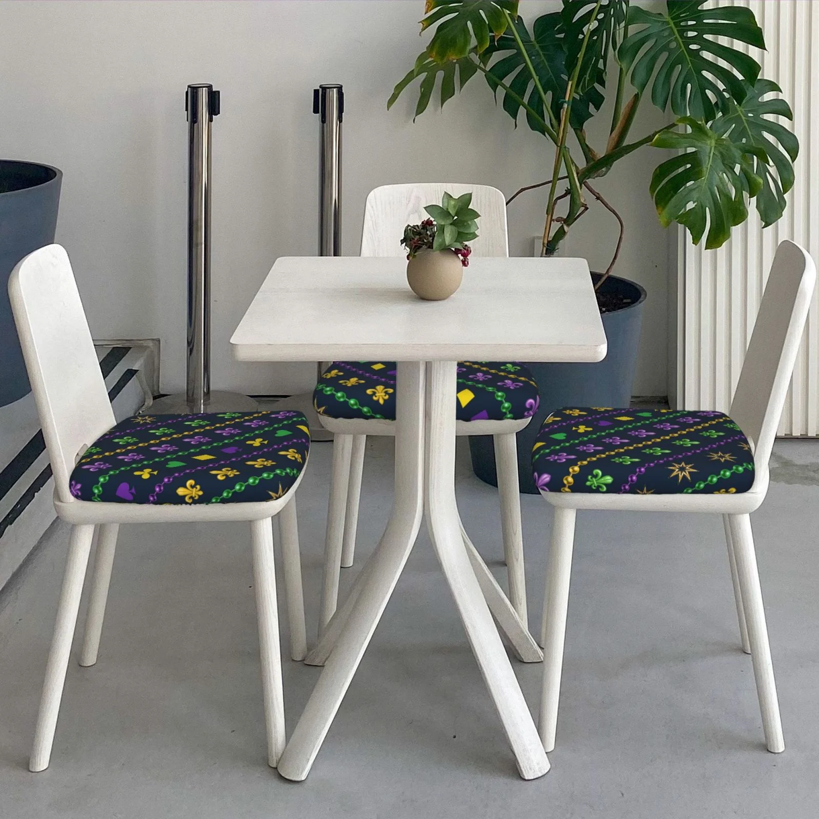 Bingfone Mardi Gras Strings Of Beads Restaurant Chair Seat Covers,Removable Washable Chair Covers Protects