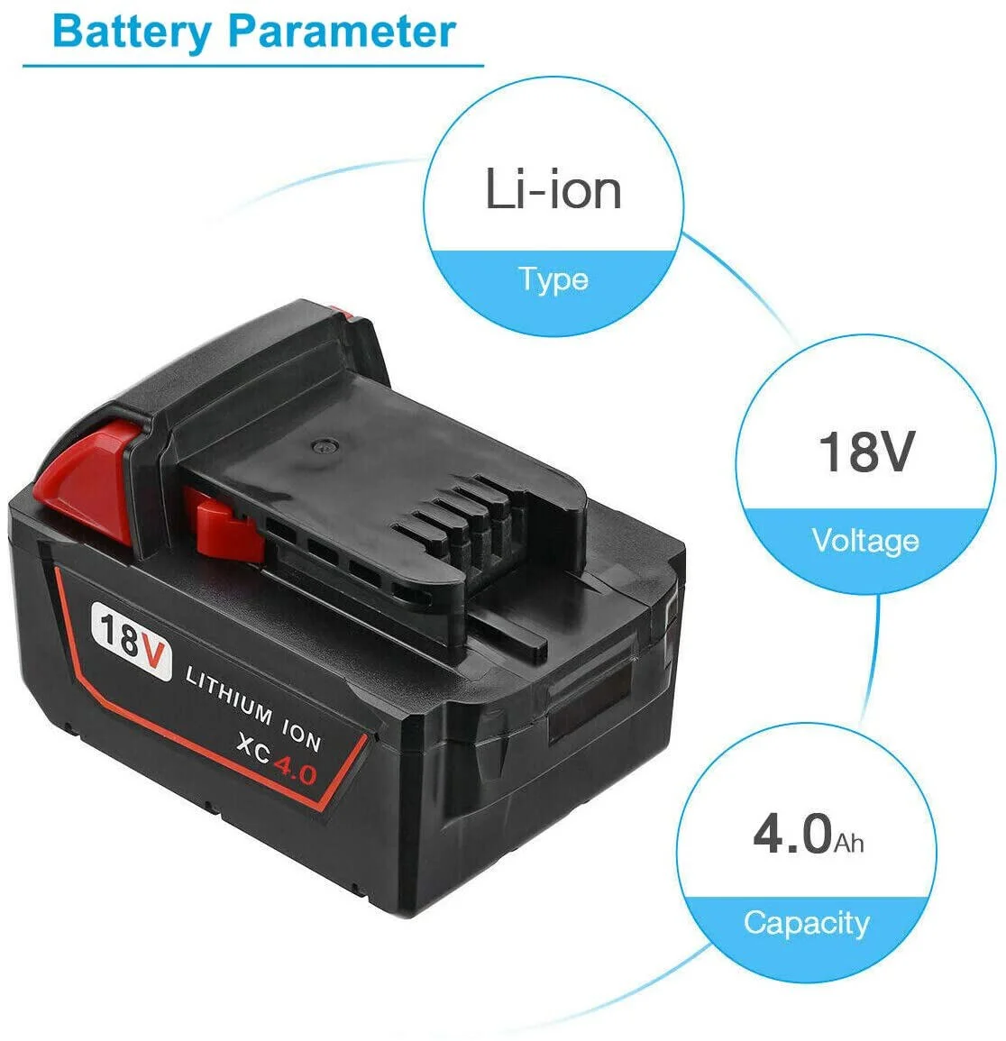 2Pack for Milwaukee M18 Lithium XC 4.0AH Capacity Battery 48-11-1860 48-11-1850