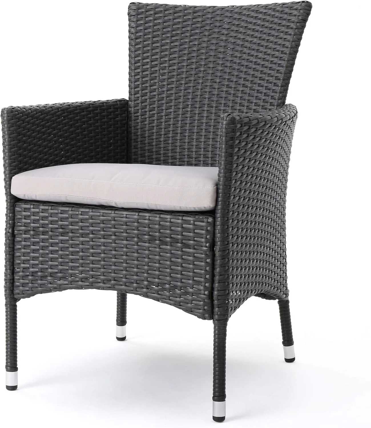 Christopher Home Malta KD PE Wicker Dining Chairs, 2-Pcs Set, Grey