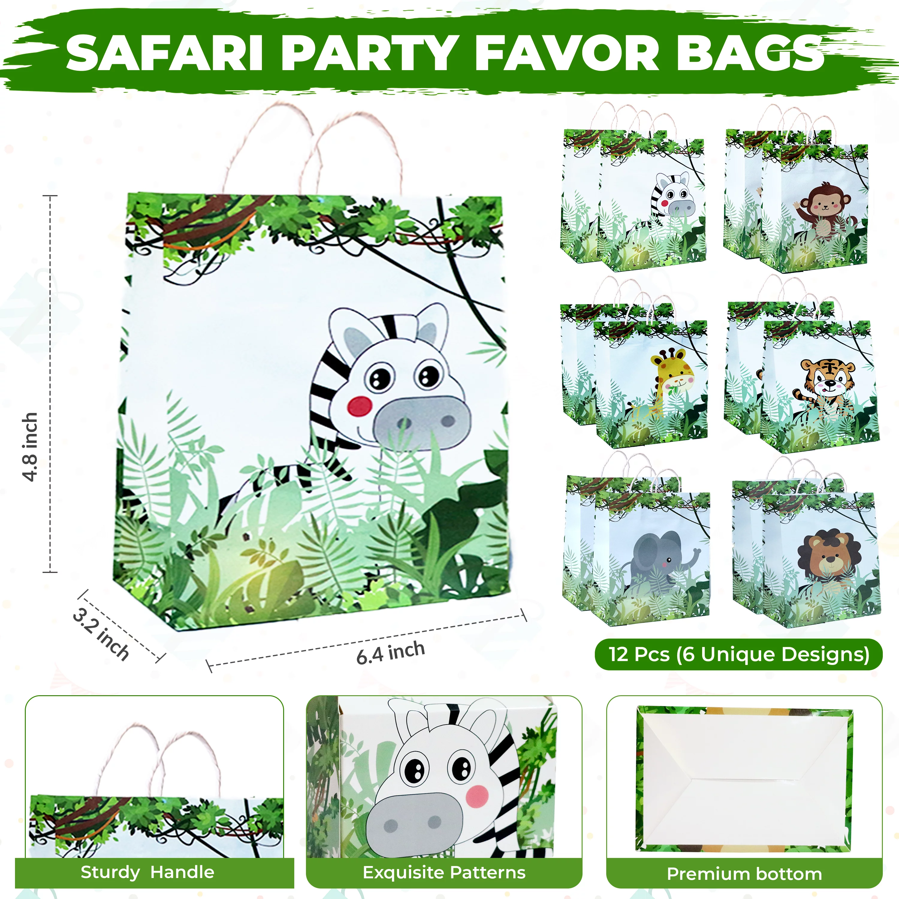 Empire Party Supply 72 Pcs Safari Birthday Party Supplies Assortment - Set of 12 Jungle Safari Party Favors Bags Wristband Masks Keychain Blowout
