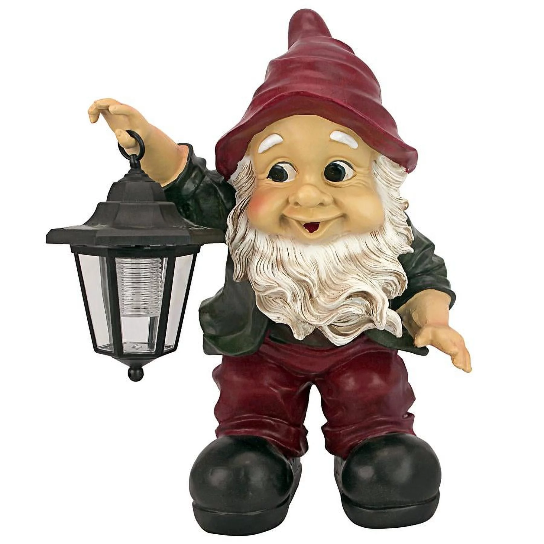 Design Toscano Edison with The Lighted Lantern Garden Gnome Statue