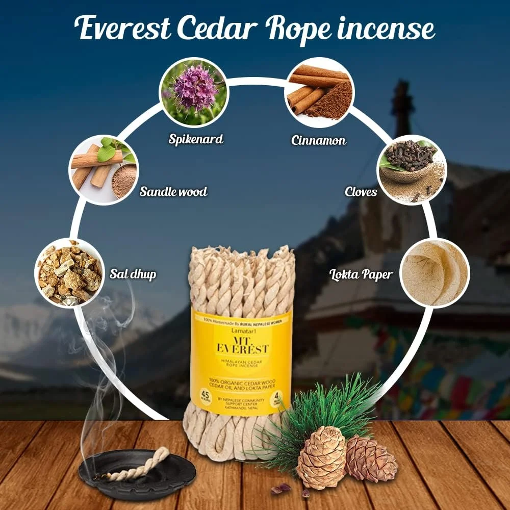 Himalyan Cedar Rope Incense Roll Of 3X45 Rope=135 Rope Founded By A Buddhist Monk In 1981